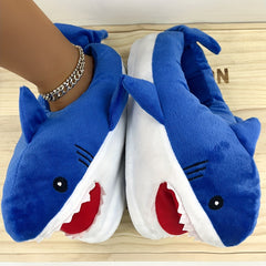 Women's Shark Plush Slippers Warm Cozy Slip On Shoes