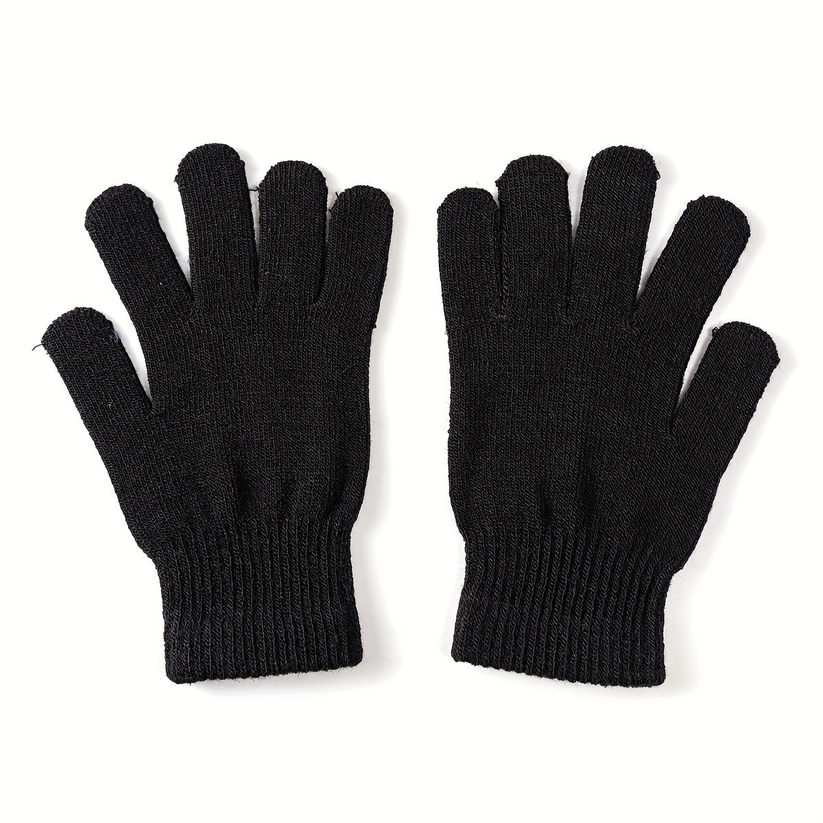 Boys Woolen Knitted Gloves, Warm & Elastic Five Finger Glov