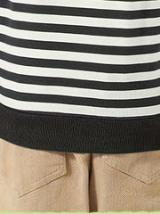 Boys Striped Pullover Sweatshirt Long Sleeve Crew Neck Tops