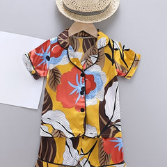 2pcs Toddler Girls Flowers Graphic Pajama Set