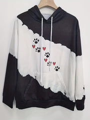 Paw & Heart Print Hoodie Women's Sweatshirt