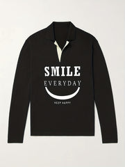 Men's Smile Pattern Knit Polo Sweater