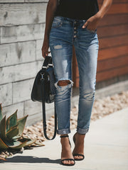 Slim Fit Distressed High Waist Skinny Jeans