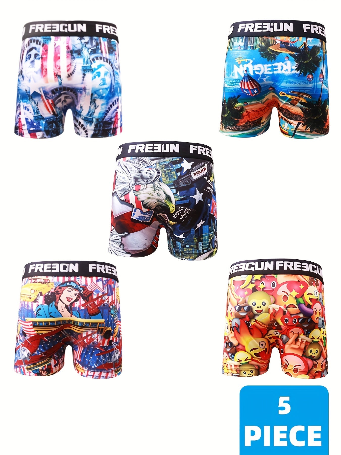 5pcs Boys Cartoon Tape Boxer Briefs Soft Underwear