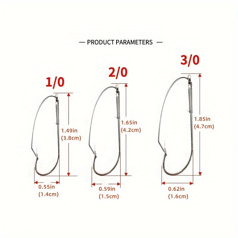 10pcs Weedless Fishing Hooks Carbon Steel Single Hook Soft Worm Bait