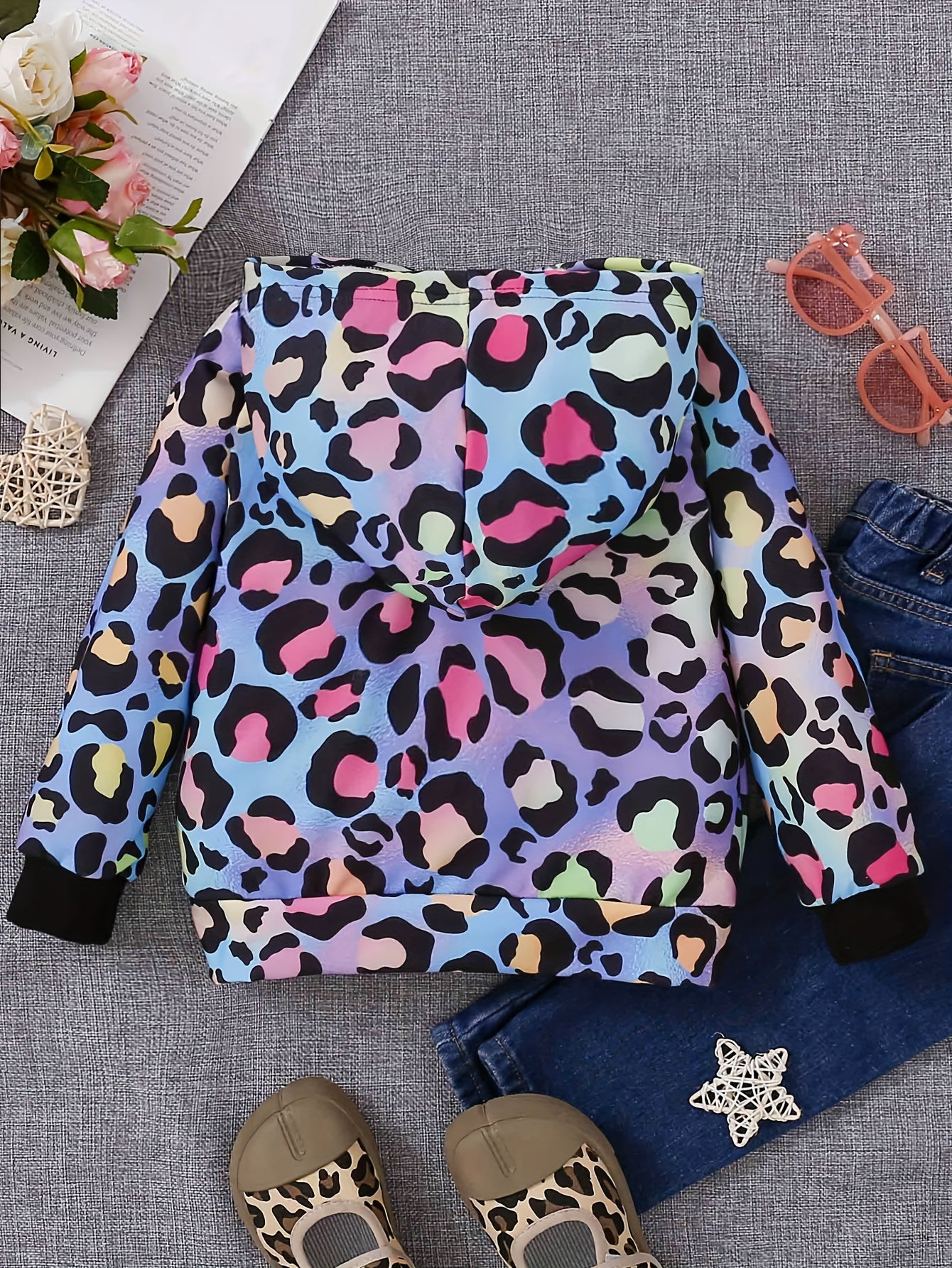 Luminous Gradient Leopard Print Hooded Sweatshirt for Party