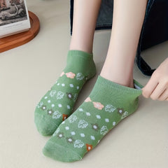 5 Pairs Women's Floral Print Low Cut Ankle Socks Stockings Lightweight Hosiery