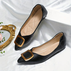 Women's Buckle Decor Flat Shoes Point Toe Soft Sole Shoes Lightweight