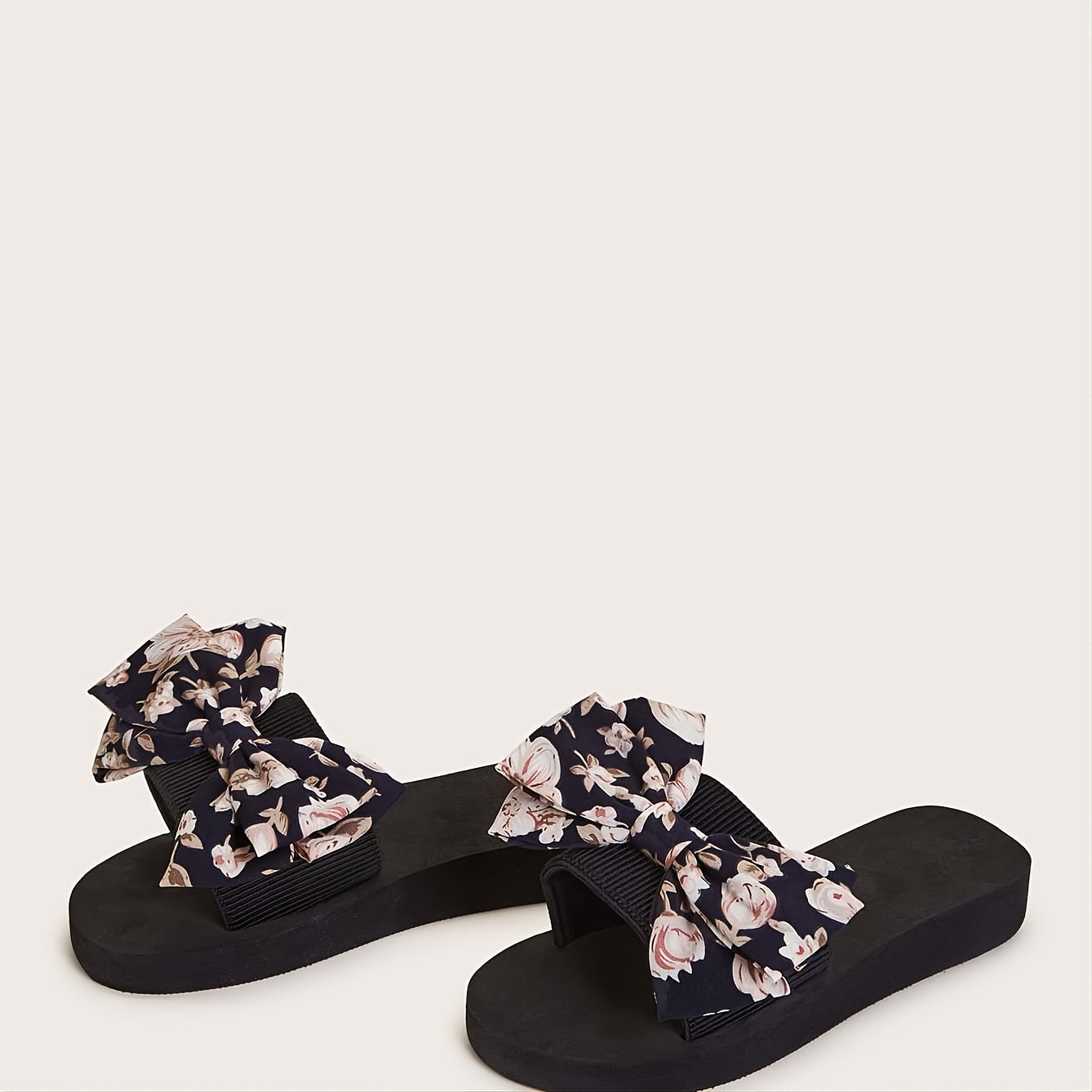 Floral Print Slippers Platform Open Toe Casual Shoes