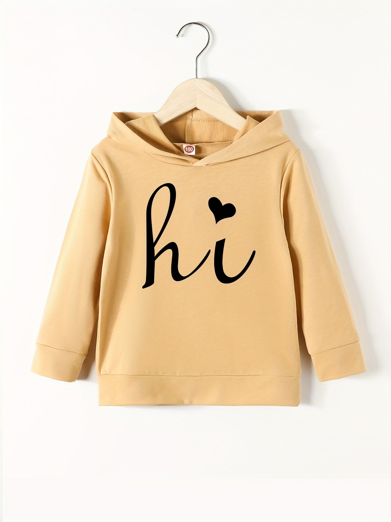 Girls' HI Greeting Print Hooded Sweatshirt Top