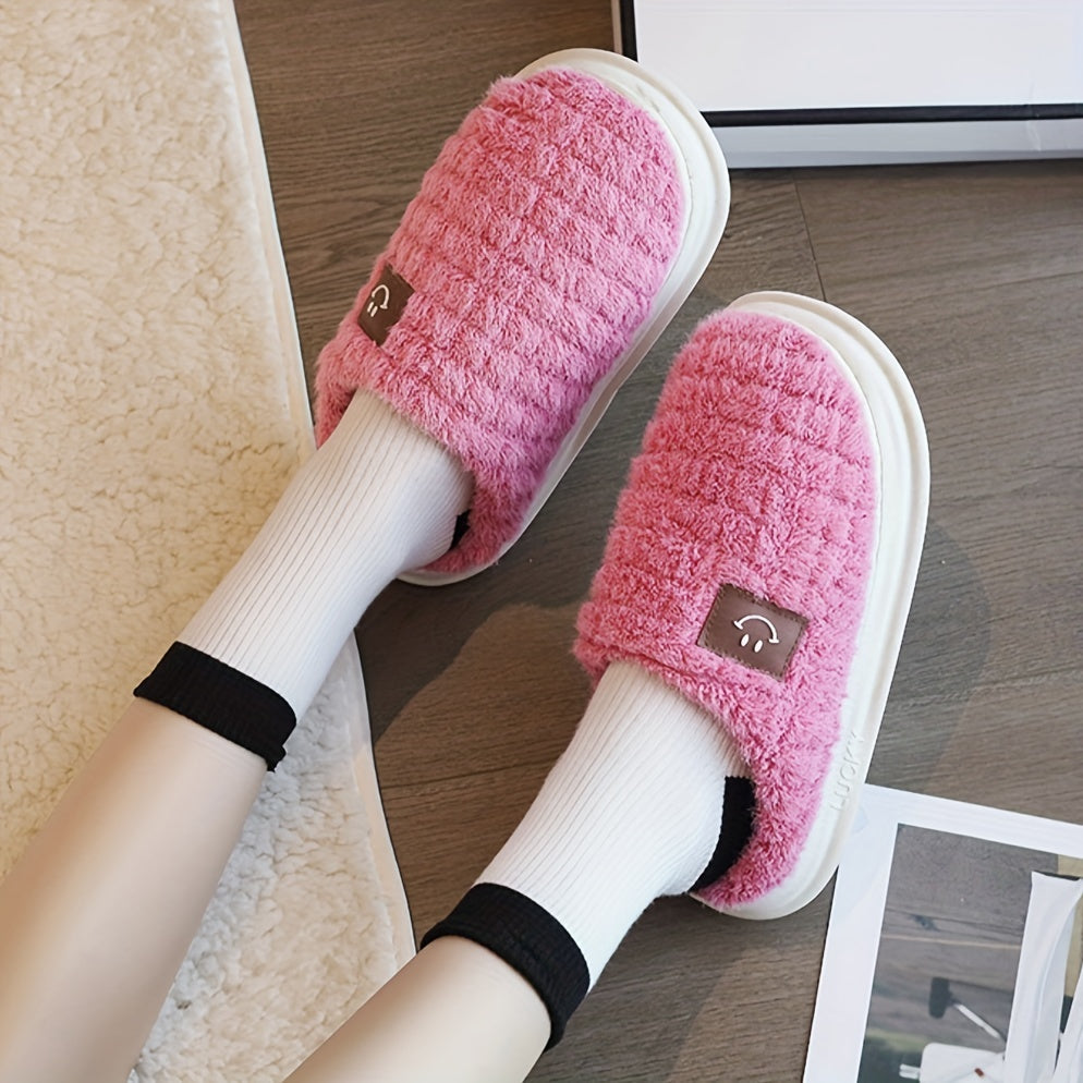 Women's Cozy Smile Face Fuzzy Slippers