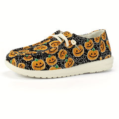 Halloween Pumpkin Pattern Flat Slip On Loafers Soft Comfortable Shoes