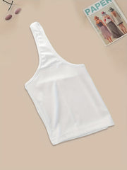 2pcs Solid Ribbed Halter Tops Crew Neck Backless Crop Top Women's Lingerie