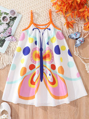 Toddler Girls Spaghetti Strap Rainbow Print Dress Baby Kids Clothes Summer