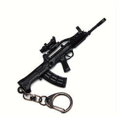 2pcs Mini Gun Model Keychain Alloy Keyring Bag Decoration Pendant Gift