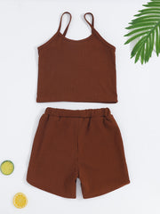 Toddler Girls Ribbed Tank Top Matching Shorts Baby Kids Clothes