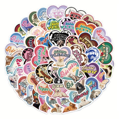49pcs American Retro Love Cat Stickers for Water Bottle Laptop Luggage