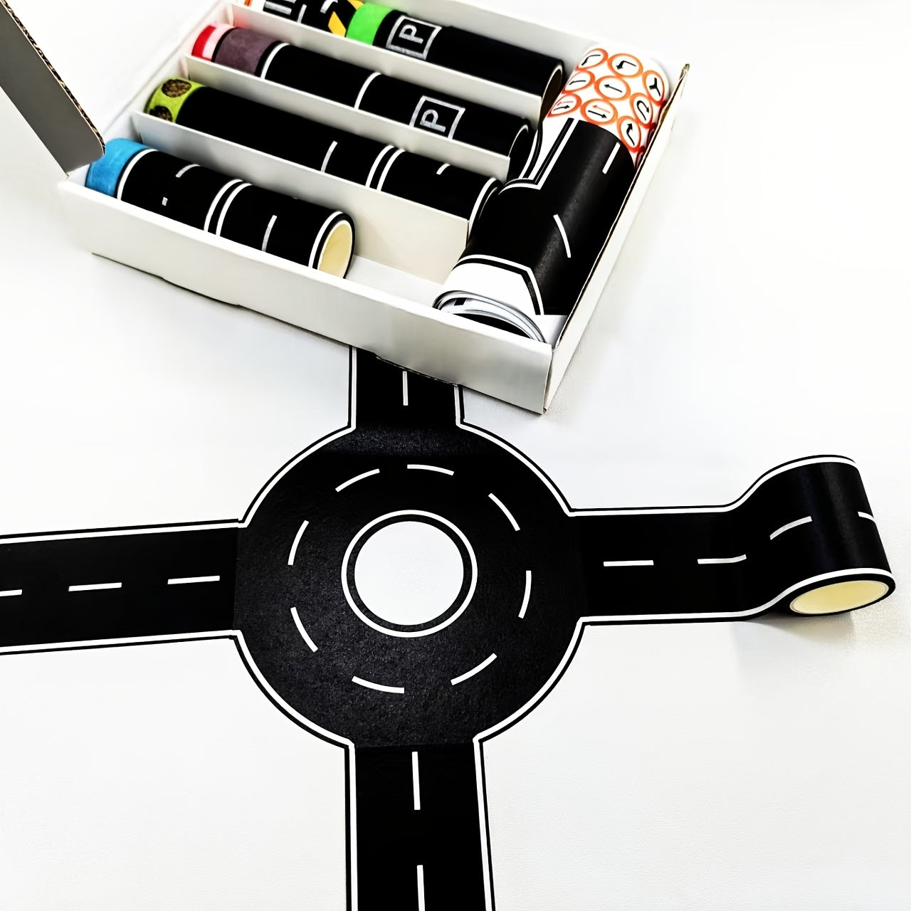 28pcs DIY Road Sign Sticker Set Traffic Rules Game Toys Car Educational Crafts