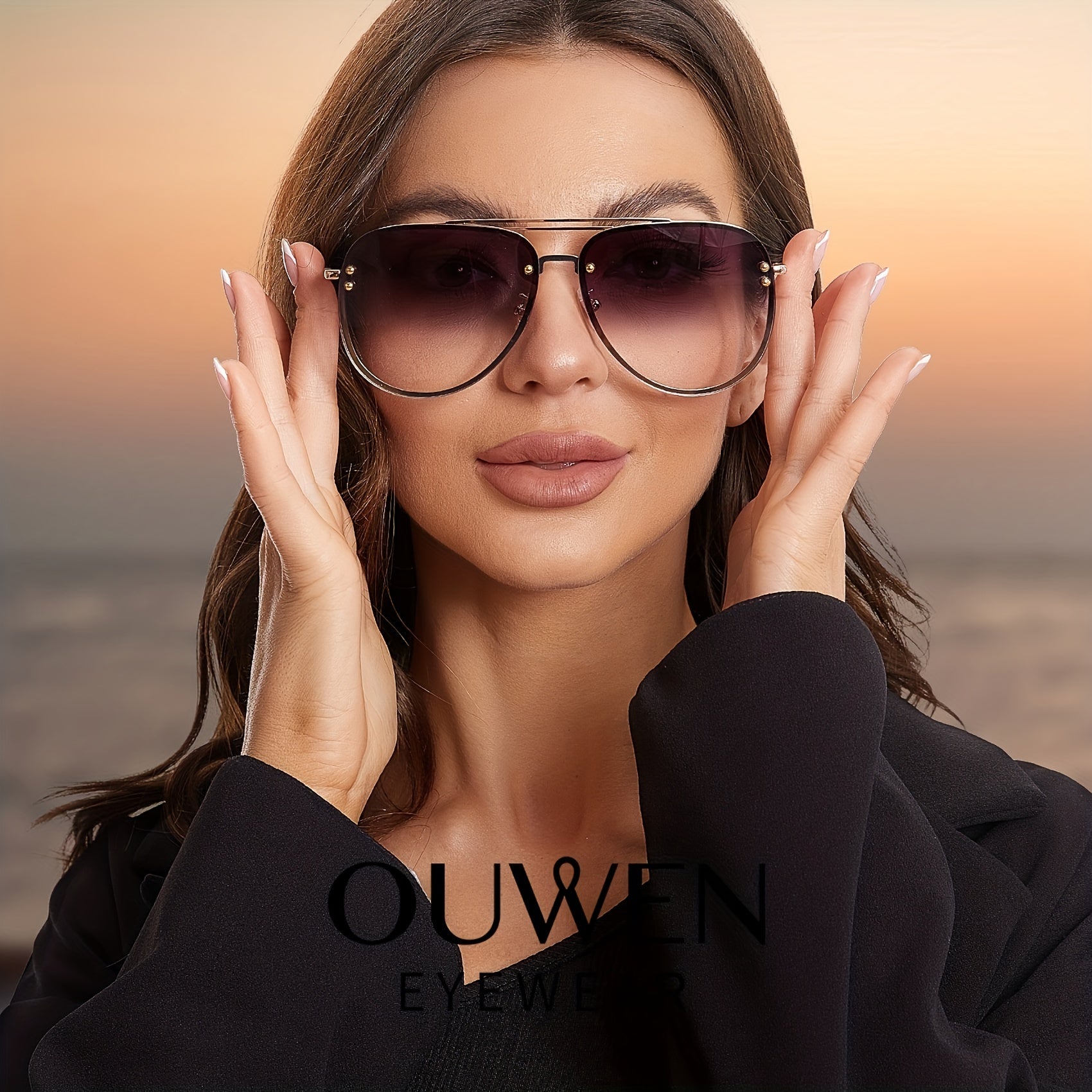 OUWEN Polarized Aviator Sunglasses Large Lentes De Sol Muje 87247