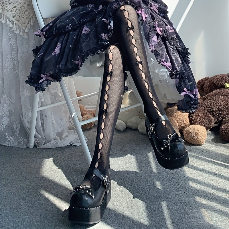 High Waist Bow Fishnet Tights Women's Stockings