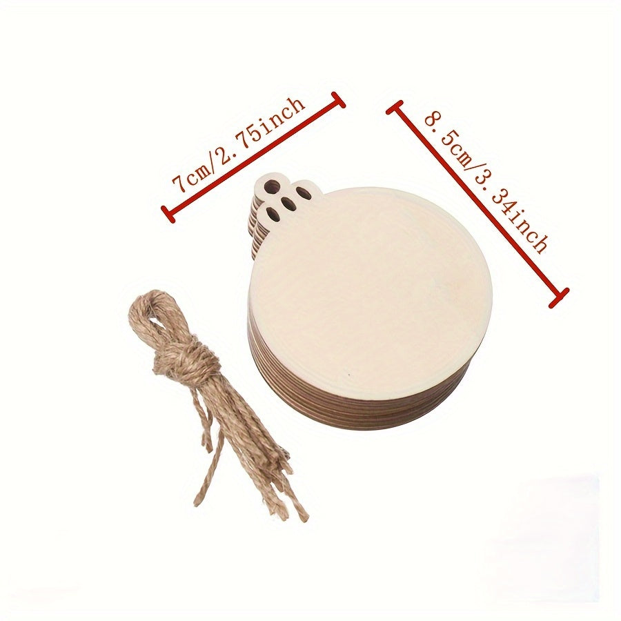 10pcs Wooden DIY Christmas Decorations With Hemp Rope