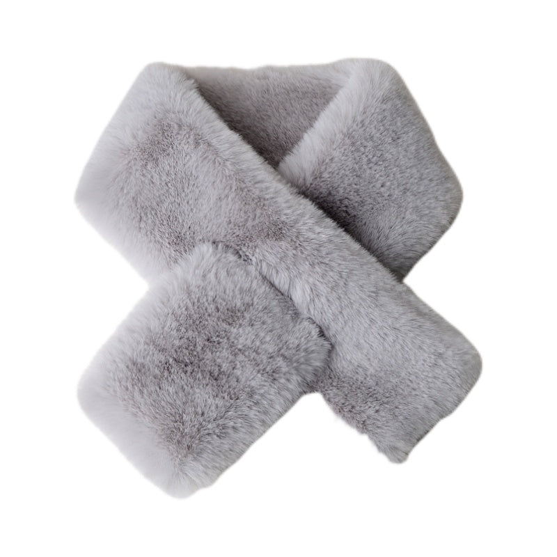 Rabbit Fur Scarf Unisex Autumn Winter Plush Neckwear Thick Warm Double-sided