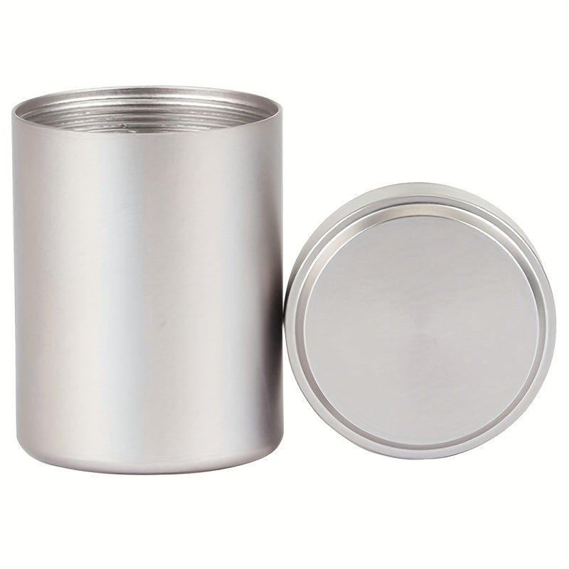 Silvery Airtight Aluminum Herb Stash Metal Sealed Can Tea Jar