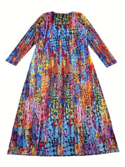 Plus Allover Print Half Sleeve V Neck Maxi Dress