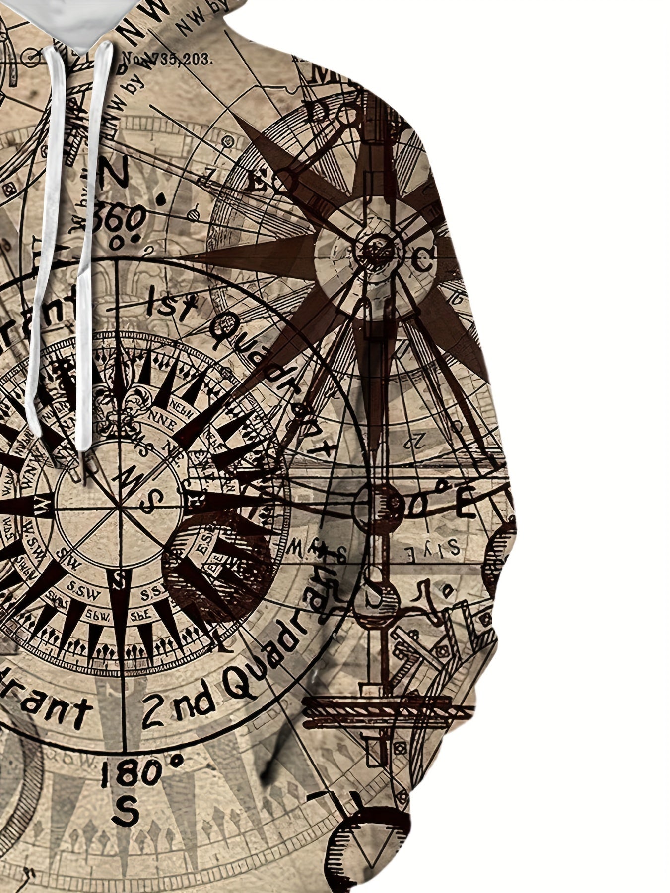 Compass Pattern 3D Print Hoodie Men's Casual Pullover Hooded Sweatshirt