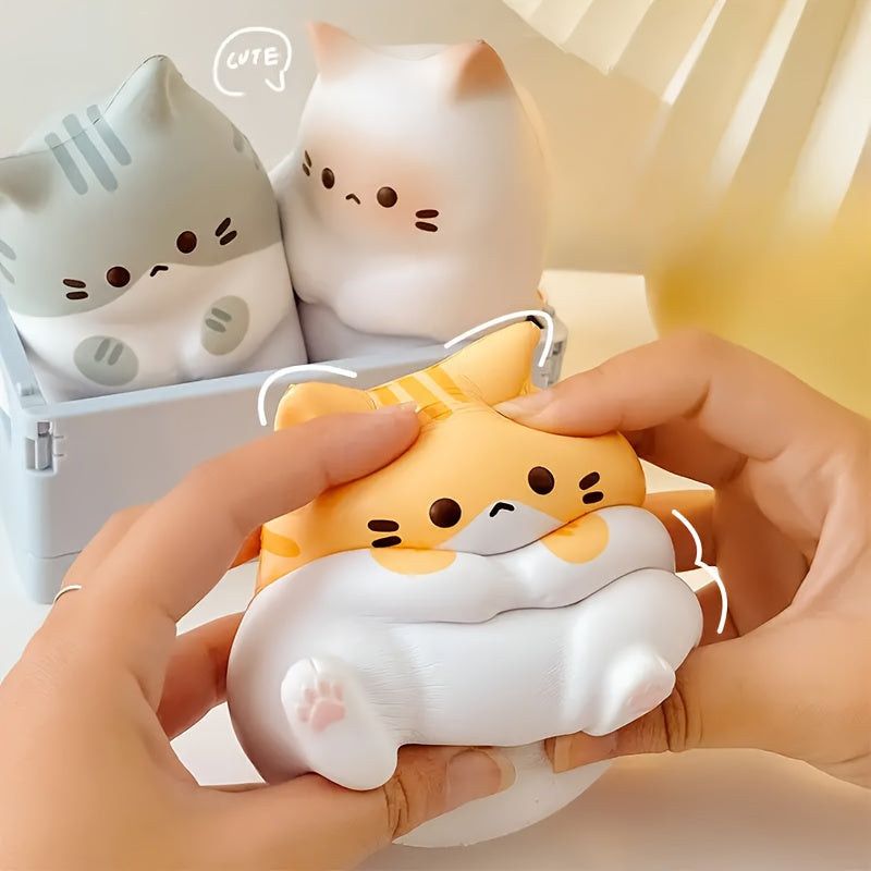 3pcs Cartoon Cat Squishy Toys Soft Slow Rebound PU Material