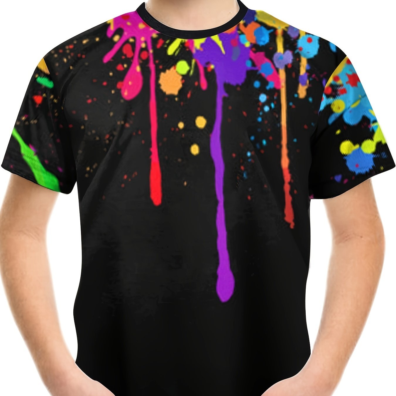 Colorful Paint 3D Print Boys T-Shirt Short Sleeve Tee