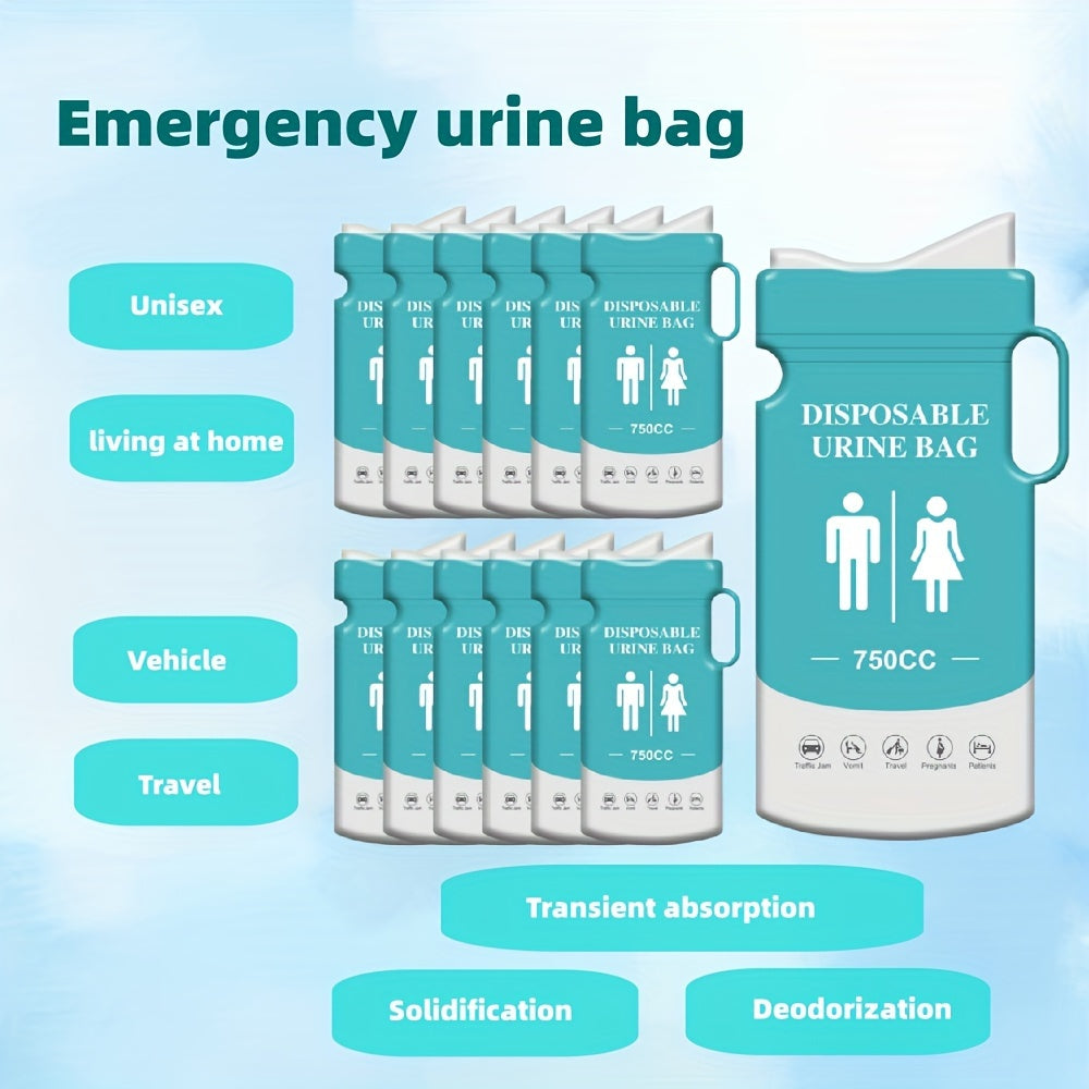 24pcs Disposable Urinal Bags 750ML Unisex Emergency Travel Pee Bag