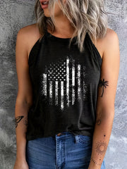 American Flags Print Sleeveless Top Summer Independence Day