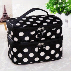 Double Layer Dot Pattern Makeup Bag for Women