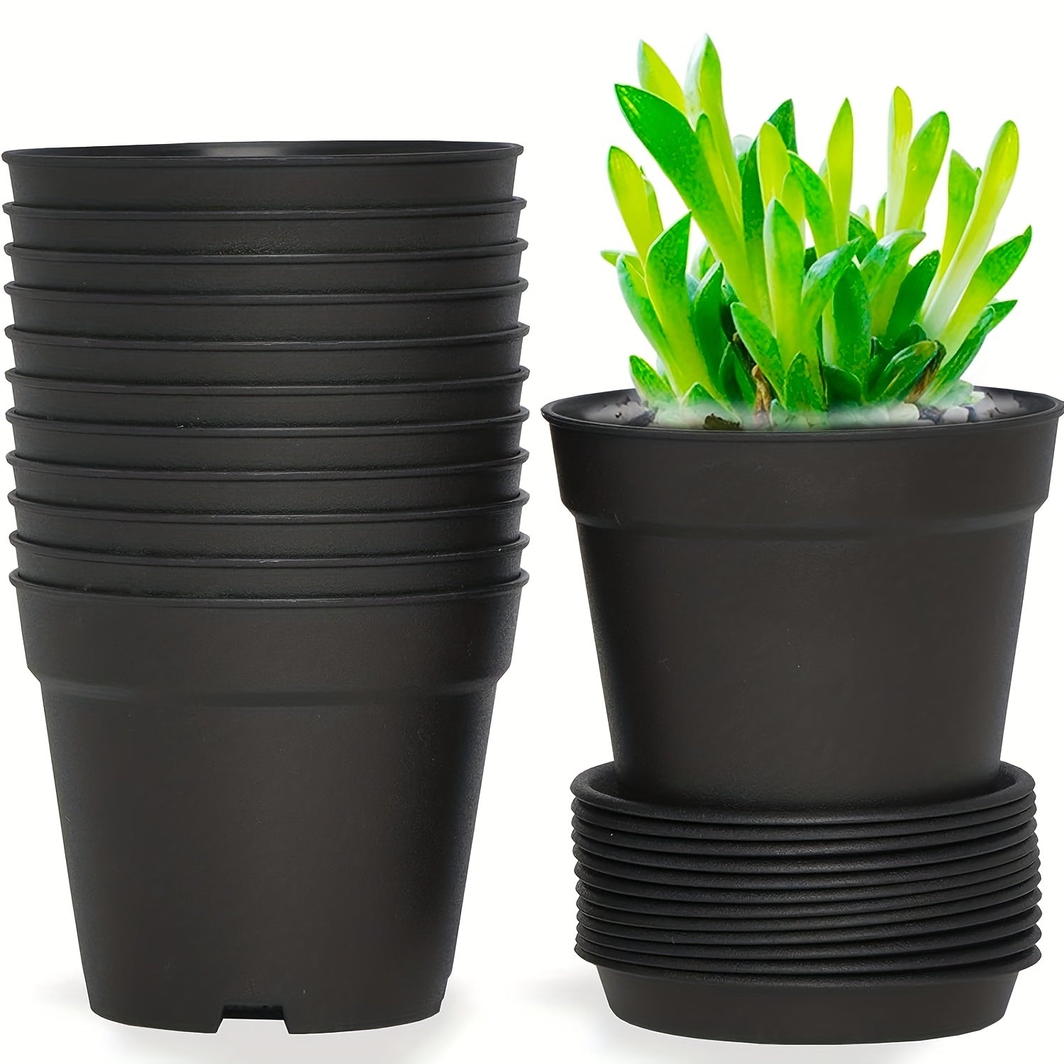 Small Plastic Plant Pots with Saucers for Flowers Succulents Seed Start