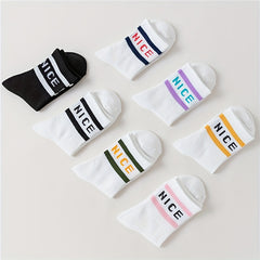 7 Pairs Letter Print Socks Women's Mid Tube Stockings