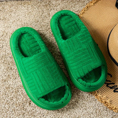 Women's Solid Platform Slippers Casual Slip On Towel Shoes