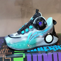 Boys High Top Basketball Shoes with Rotating Buckle