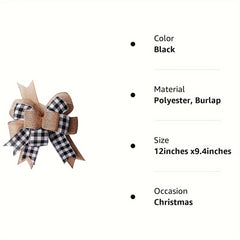 Christmas Tree Decoration Bow Linen Red Plaid Ribbon Christmas Bow