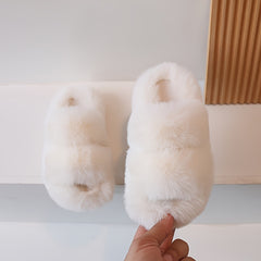 Soft Plush Cozy Slippers Girls Anti-skid Slip-on Shoes Indoor Home