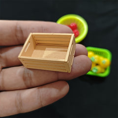 2pcs Mini Wooden Fruit Basket Models for Dollhouse Decoration