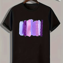 Shining Stripe Print Men's Graphic T-shirt for Summer