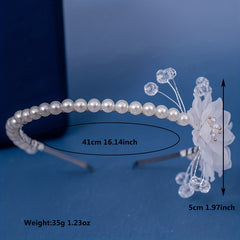 Pearl Beaded Flower Headband for Bridal Wedding