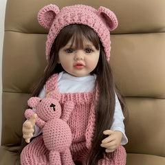 22 Inch Reborn Doll Realistic Full Silicone Baby Newborn Girl Doll Princess
