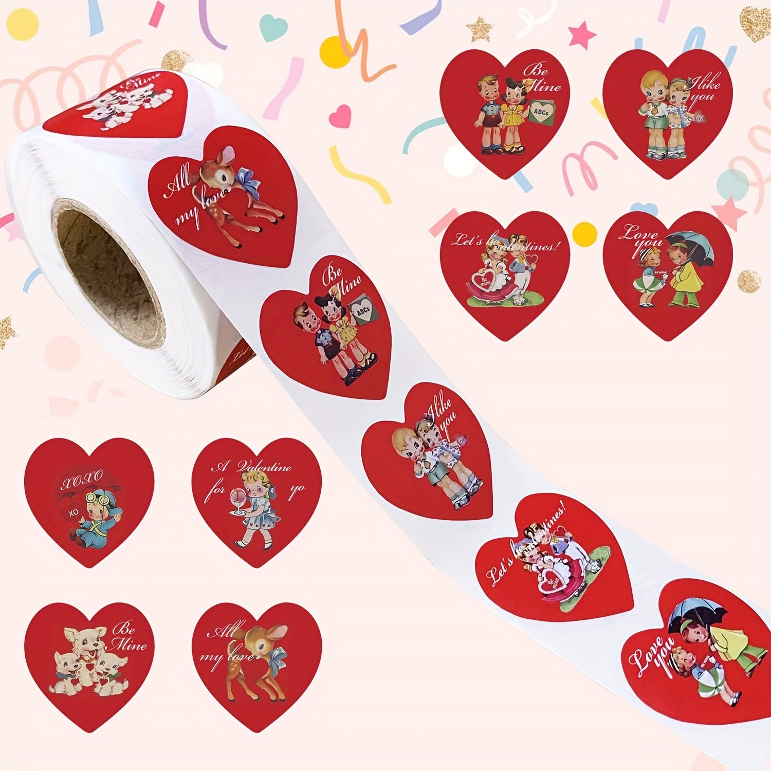 500 Crafts Stickers Roll Cartoon Characters Confession Decoration