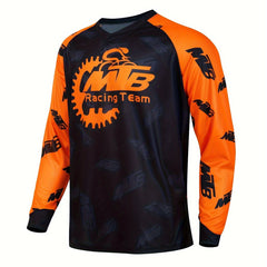 Men's Letter Pattern Cycling Jersey Active Long Sleeve Shirt