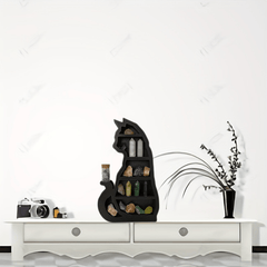 Short Tail Cat Crystal Holder Wooden Wall Mounted Crystal Rack Tabletop Desk Org