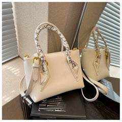 Minimalist Square Crossbody Bag Satchel Scarf Decor