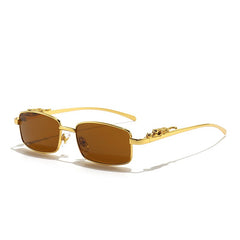 Leopard Metal Sunglasses Square Men Sun Glasses UV400 Eyeglasses