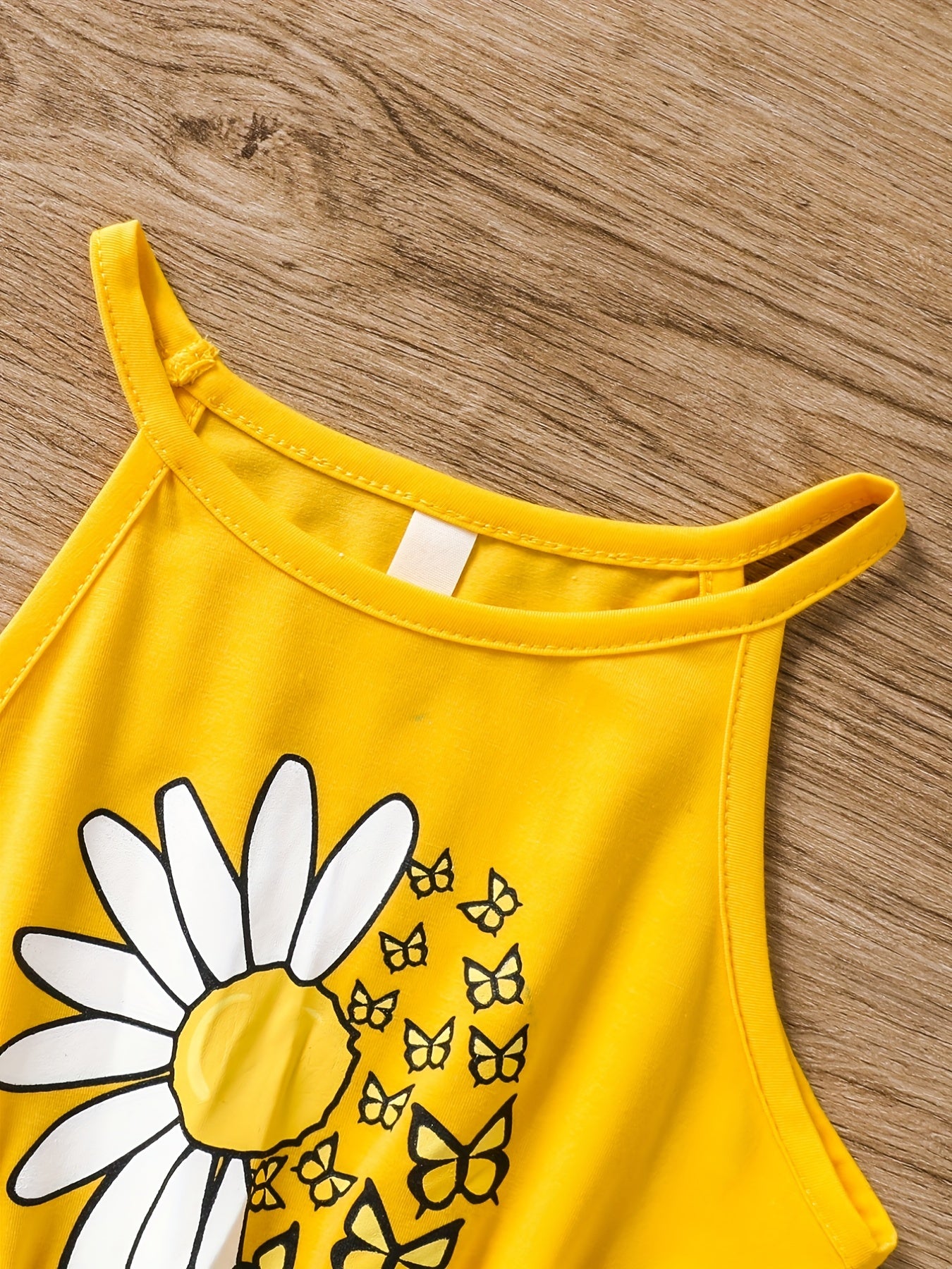 Girls Daisy & Butterfly Striped Halter Rompers for Beach Vacation